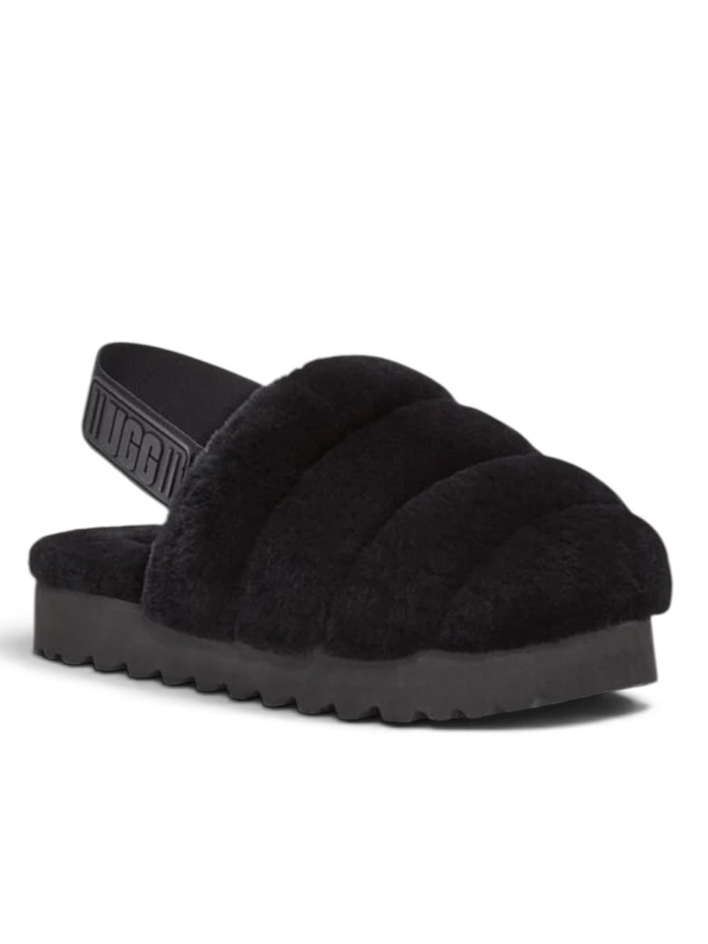 UGG Super Fluff Slipper Women's Black Fluffy
Slingback Slippers size 11
